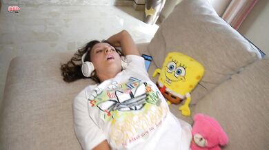 Orgasm flows from pussy of a horny college girl