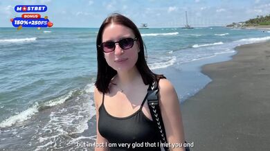 Meeting With Sexy Brunette Ended Sperm on Her Huge Boobs