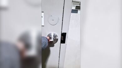 Peeing with the door unlocked because I couldn't figure out how to lock it