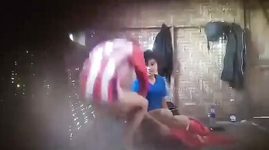 Asian teenager scandal doing dirty work in the rest house