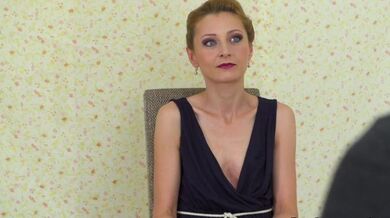 Blonde Czech girl on a leash fucked in public