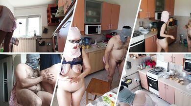 Amateurpaar hat Spaß in der Küche.