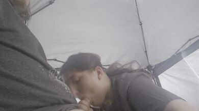 Thursty slut slurps cock