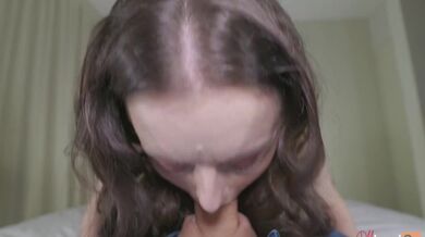 Cute 18 YEAR OLD Step Sis Started SUCKING Step Bro's HARD COCK- Amateur BLOWJOB FACIAL & Cum Swallow