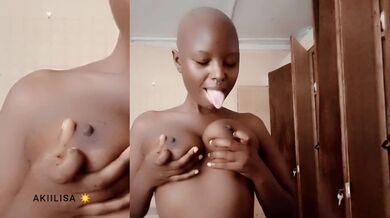 Ebony bald head AKIILISA Licking titties