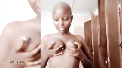 Ebony bald head AKIILISA Licking titties