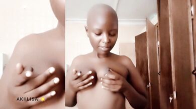 Ebony bald head AKIILISA Licking titties