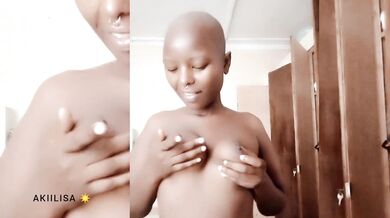 Ebony bald head AKIILISA Licking titties