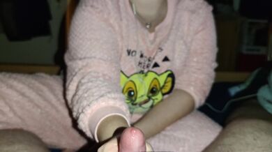 Ruined Cumshot with long black nails