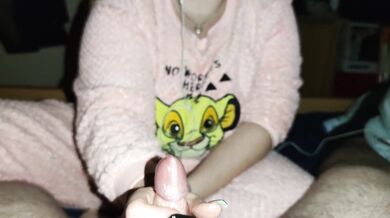 Ruined Cumshot with long black nails