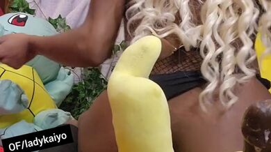 Phat Ass fit Ebony Twerking with Pikachu tail