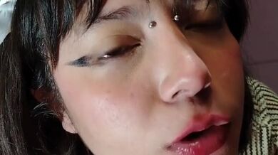 Catgirl sucks her buttplug and fucks her ass