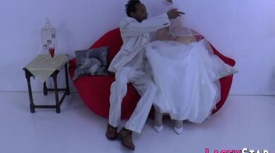 Granny bride sucks black cock and gets plowed
