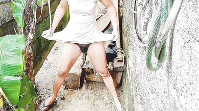 Relieve Herself Outside After Wake Up In The Morning