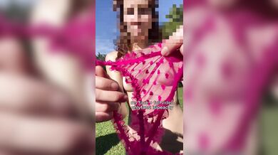 Heart Lace Thong On The Farm, Wet Pussy, Horny Tease & Dirty Talk Outdoors