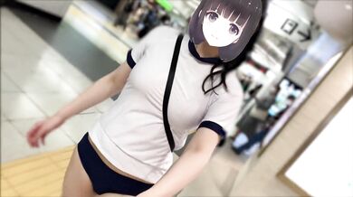 【Ｉカップ変態巨乳女子大生とうふ】ノーブラランニング・新宿歌舞伎町を体操着ブルマでセンター街を疾走したら最後はセキュリティーが現れて・・・????