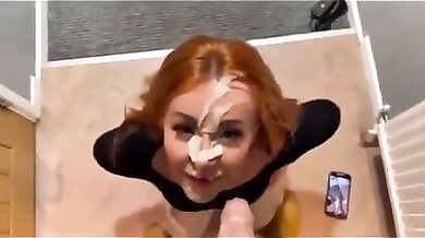 College Coed Huge Facial & Cum Walk