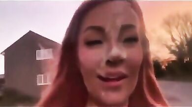 College Coed Huge Facial & Cum Walk