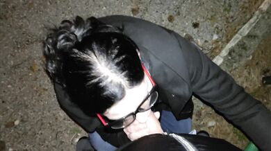 Cumshot on the glasses Milf