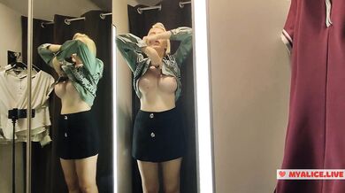Seduction in a dressing room of a mall. Try On Haul Transparent Clothes, Fitting room Try on haul