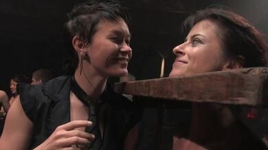 Slave in inverted suspension fucked