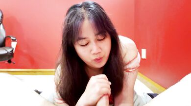 Beautiful Asian Girl Sucks My Big White Cock POV
