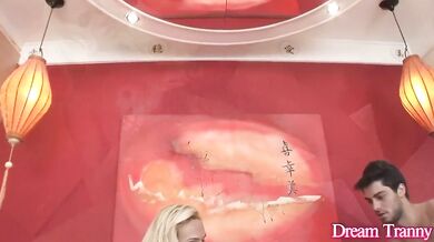 Guy Gets Fucked by His GF and Tgirl Duda Galhoti