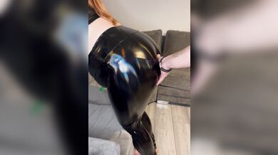 Spanking my arse in latex leggings