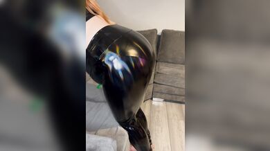 Spanking my arse in latex leggings