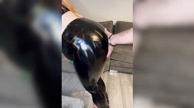 Spanking my arse in latex leggings