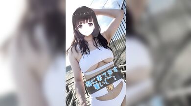 【Ｉカップ変態女子大生とうふ】羞恥露出巨乳が路上を下乳丸出しビキニで羞恥お散歩????