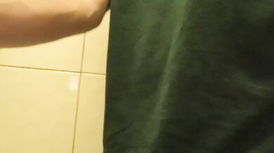 In a public bathroom (b)