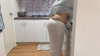 Big Booty Desi Woman Pleasured by Friend's Husband in Kitchen - Loud Kissing and Moaning