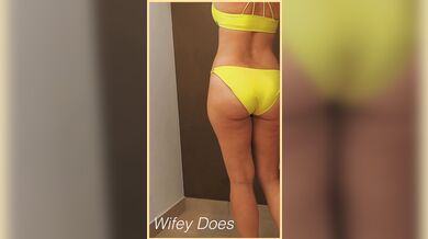 Wifey wears a skimpy yellow bikini