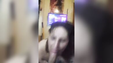 Sexy Slut MILF sucks and spits on my hard cock.