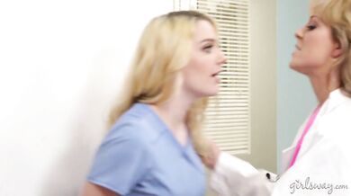 Busty doctor fucks a young nurse from reception (Cherie DeVille, Kenna James)