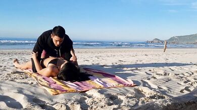 TRAPPED ON THE BEACH, hot couple