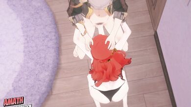 Sexy Himeko shows off her big tits and big ass while getting filled with cum