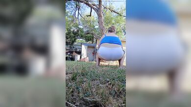 P1SSQUEEN gets her pool pad ready for the season and pisses in her white panties and yard crocs