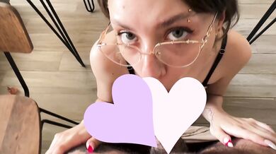 cute gf sucks my dick while I try to work FINALE / soft porn CUMSHOT FACEFUCK