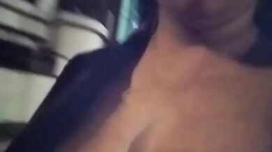 Indian Couple Tits Show Outside Road At Night
