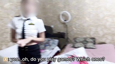 The stewardess made a mistake with the apartment, and I fucked her in the mouth and pussy