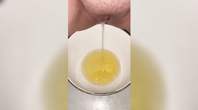 Girl Pees in mixing bowl