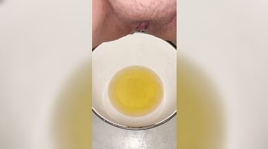 Girl Pees in mixing bowl