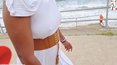 UPSKIRT No PANTIES No BRA in a SEETHROUGH Dress in PUBLIC