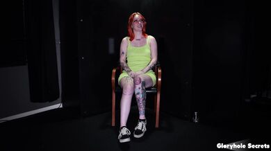Gloryhole Secrets - Hot Fiery Inked Redhead Loves Deepthroating Cocks At The Gloryhole