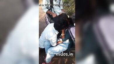 Collage Girl Having Kissing Session With Friend Infront Of Other Friends