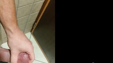 tight foreskin fun, cock ring in a public bathroom phimosis cock