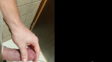 tight foreskin fun, cock ring in a public bathroom phimosis cock