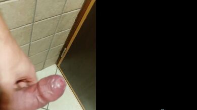 tight foreskin fun, cock ring in a public bathroom phimosis cock